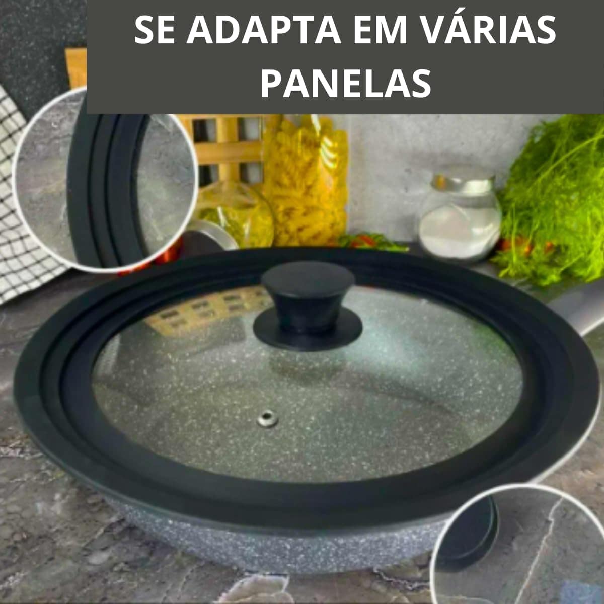 Tampa de Panela Universal 3 EM 1 Ajustavel Adptavel Vidro Te... - Image 9