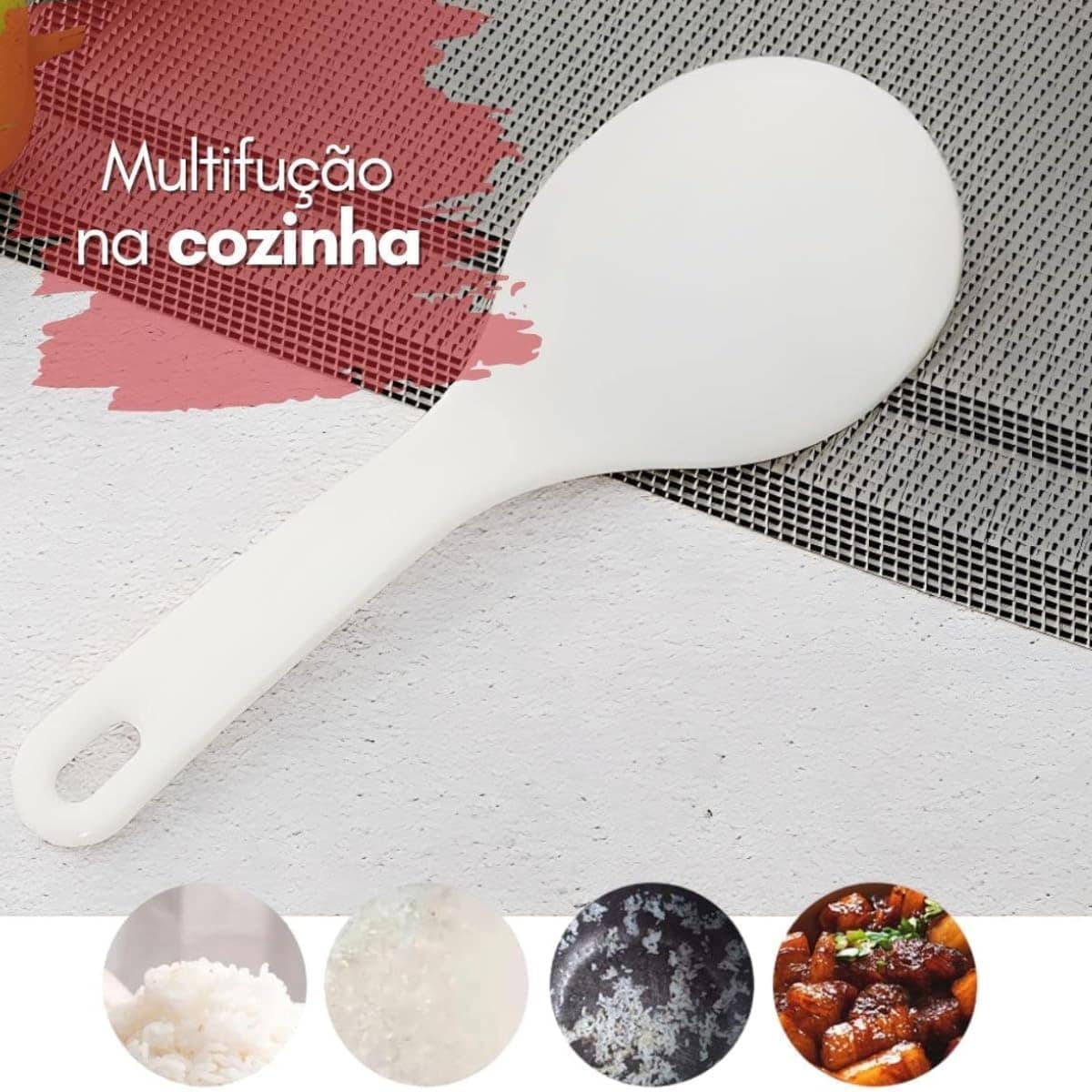 Colher de plástico resistente para panela elétrica. Espátula... - Image 4