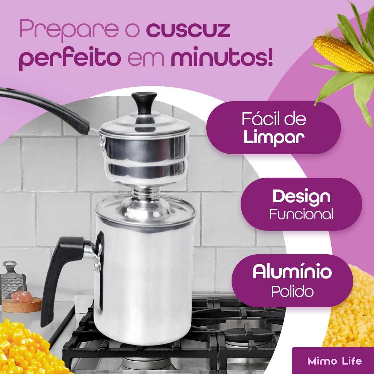 Cuscuzeira Individual de Alumínio - Cuscuzeiro Mini Panela a... - Image 4