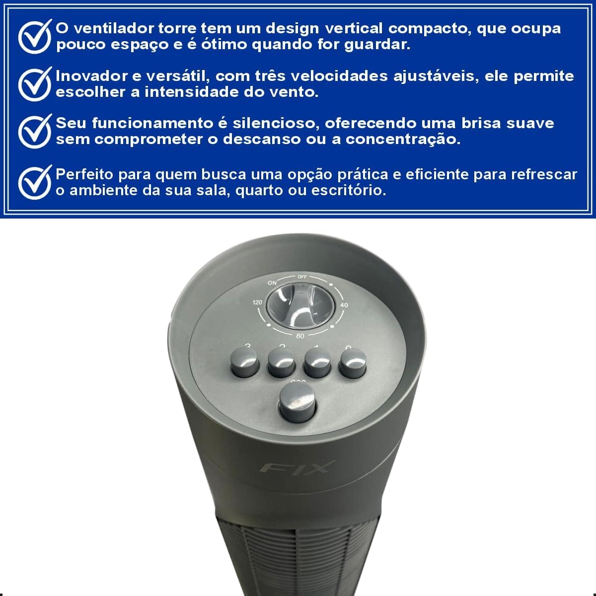 Ventilador de Torre Circulador De Ar 3 Níveis de Velocidade ... - Image 2