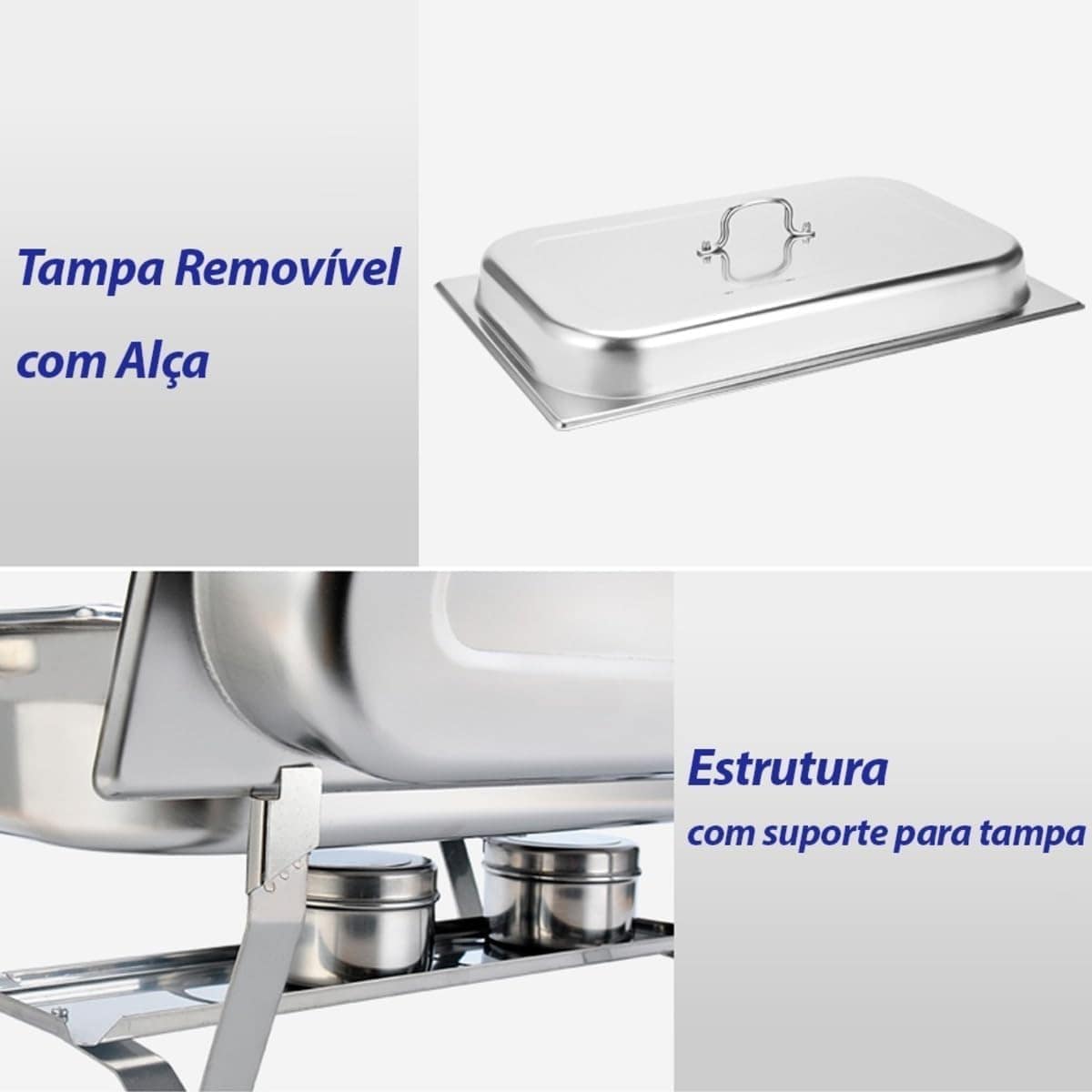 Rechaud Retangular 9L Gourmet Buffet Aço Inox Brinovar (3 Cu... - Image 2