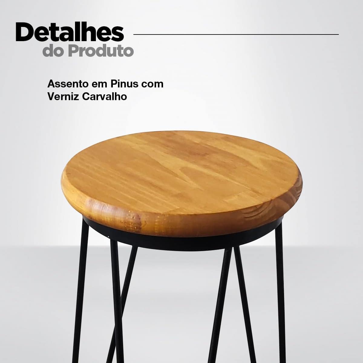 Banqueta Média para Cozinha Bar Balcão Bistrô Mesa Hairpin - Image 5