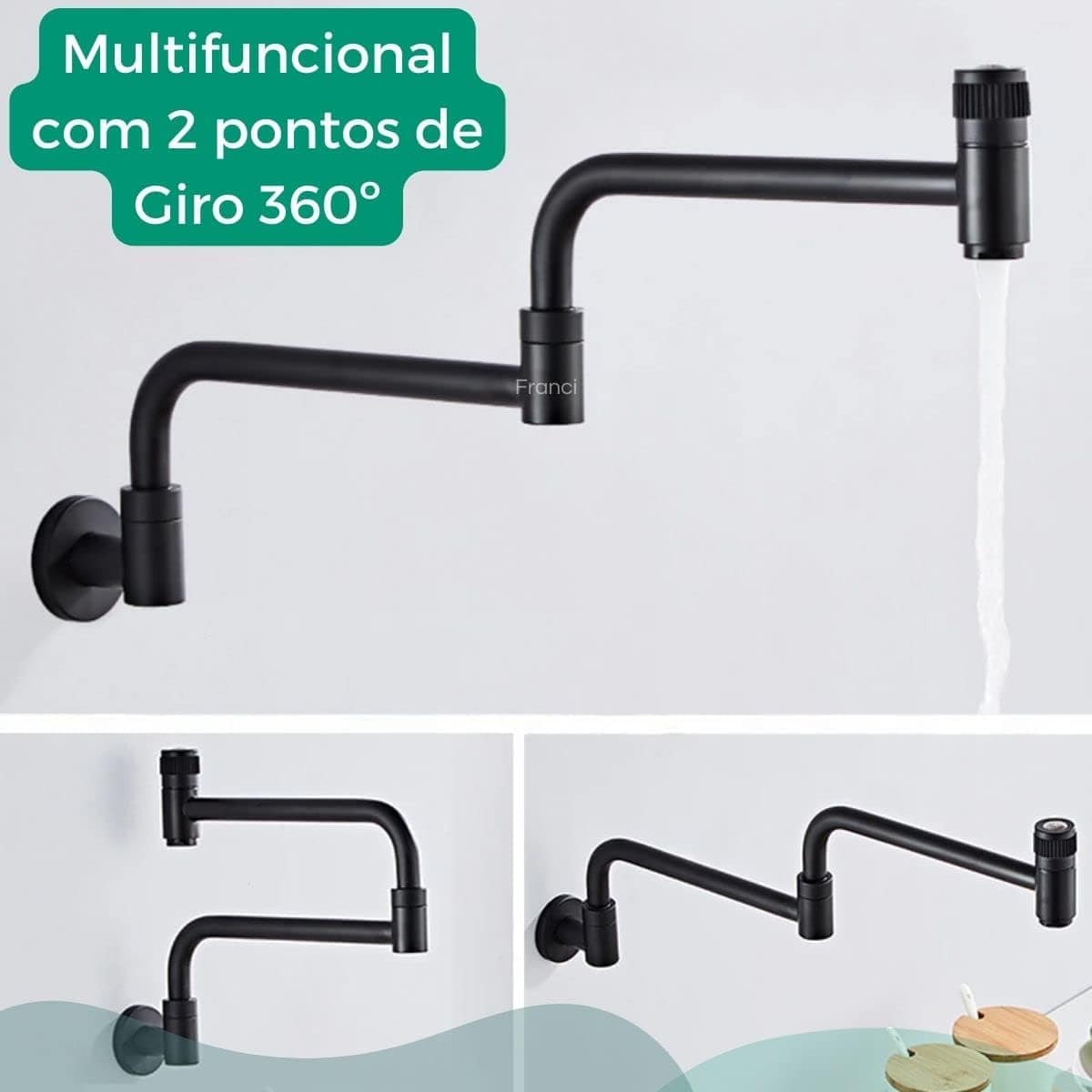 Torneira Cozinha de Parede Articulavel Gourmet Comprida Meta... - Image 5