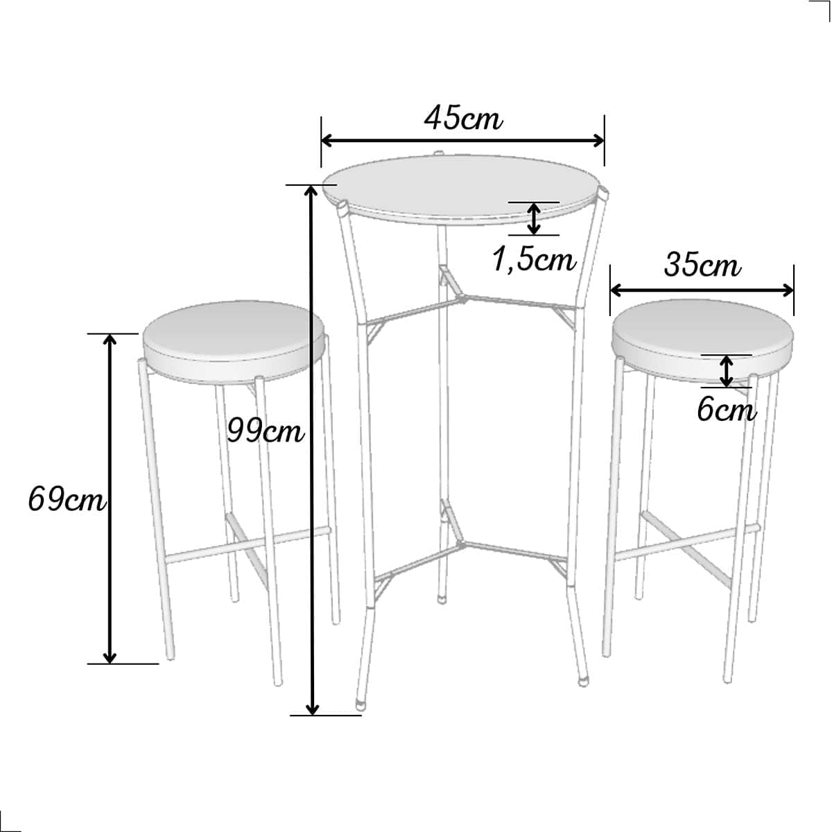 Conjunto Bistrô Bom Banquetas Almofadas Estilo Industrial (F... - Image 2