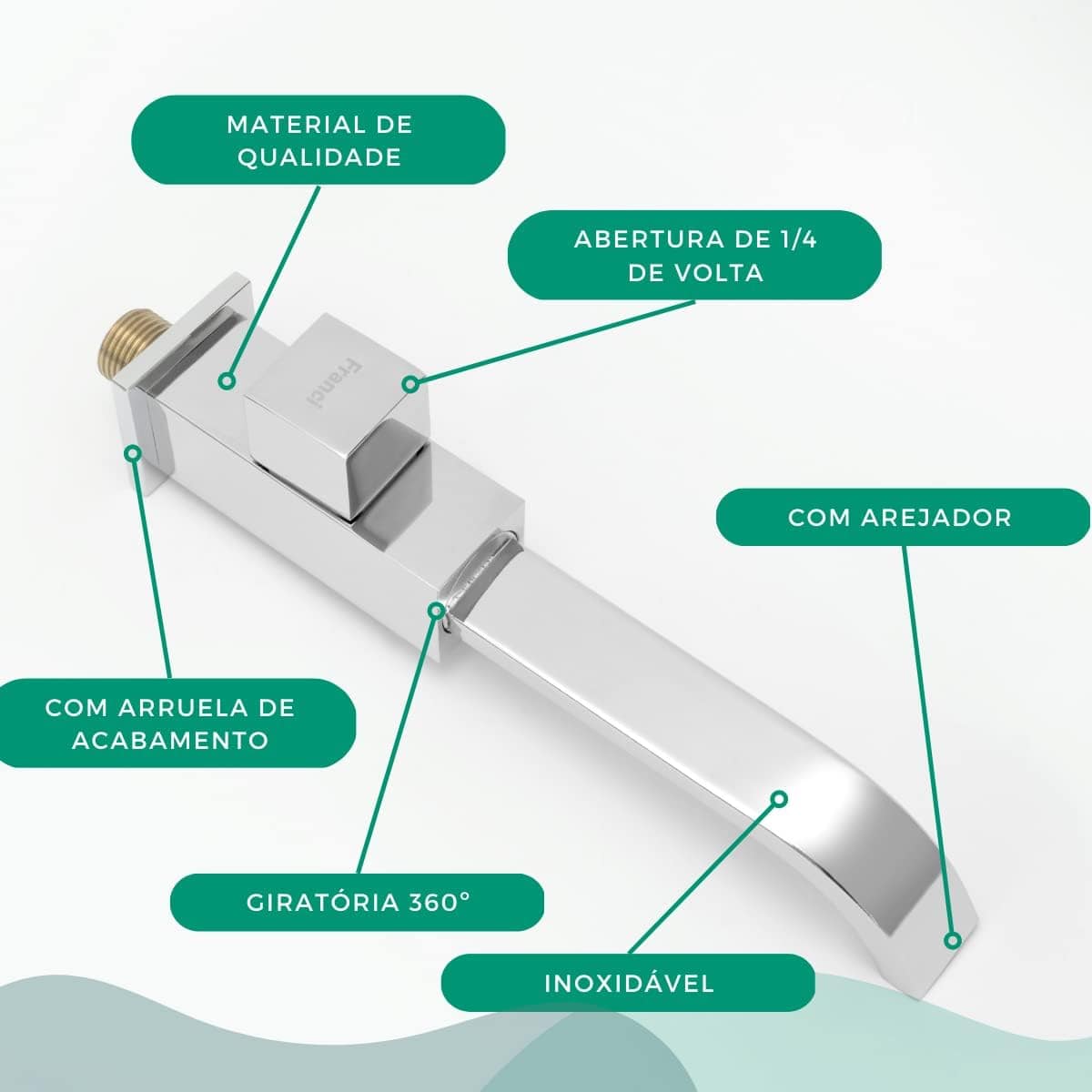 Torneira de Parede para Banheiro Estilo Industrial Quadrada ... - Image 5