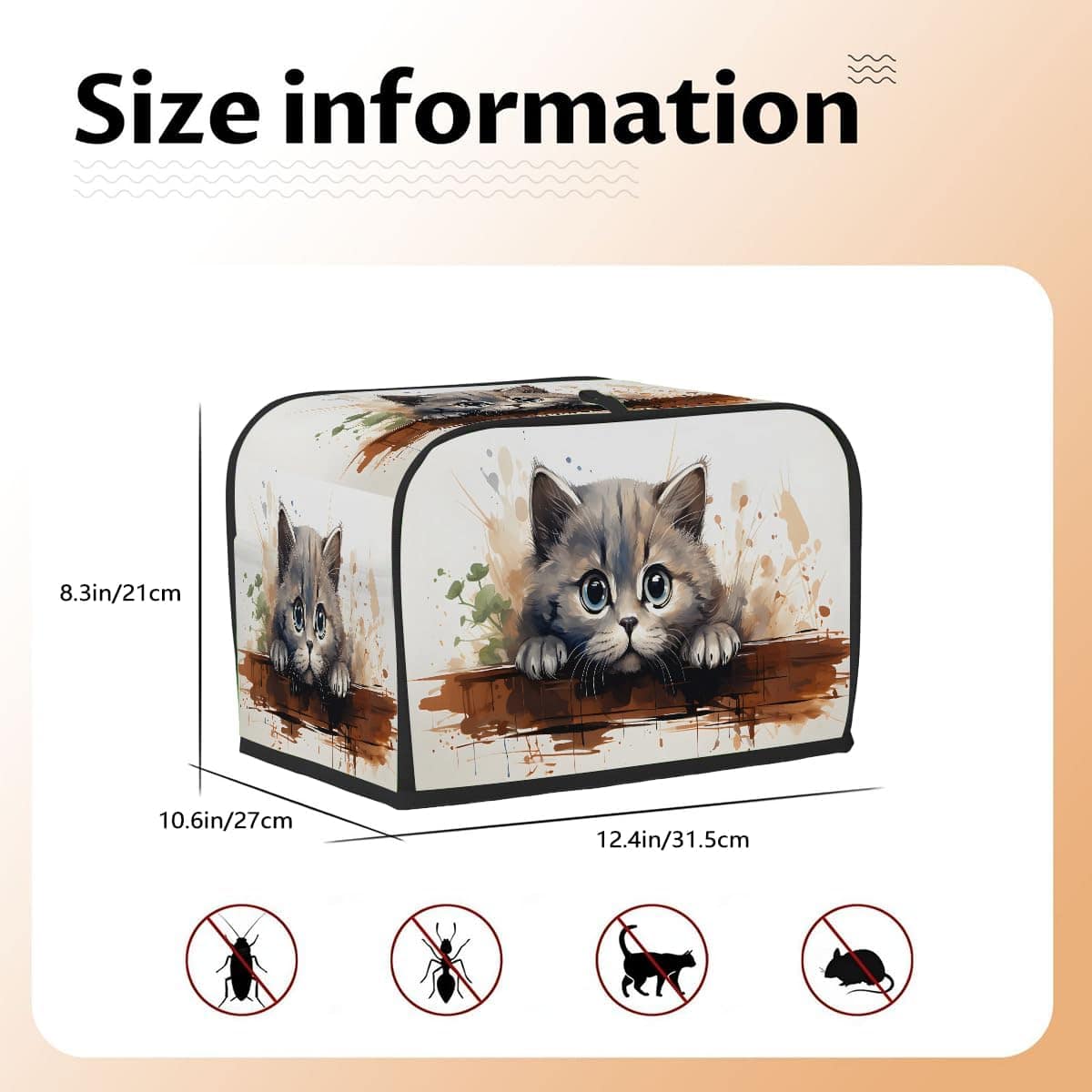 Capa para torradeira com 4 fatias, adorável gato, gatinho, r... - Image 5