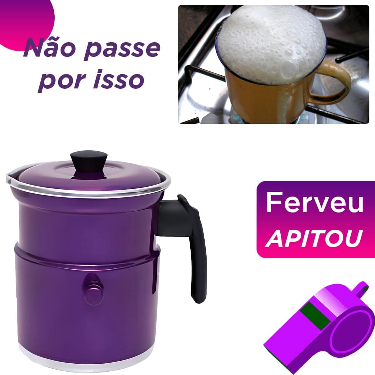 Leiteira Térmica Fervedor Com Apito 1,5 Litros Em Alumínio C... - Image 5
