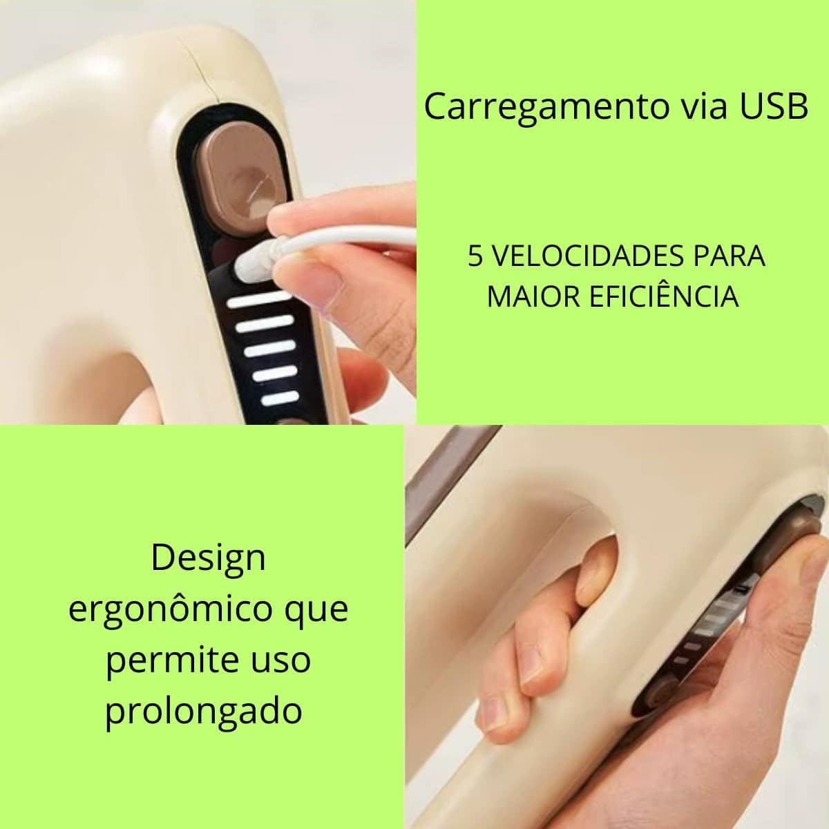 Batedor De Ovos Elétrico Portátil Com 5 Velocidades, Cabeça ... - Image 3