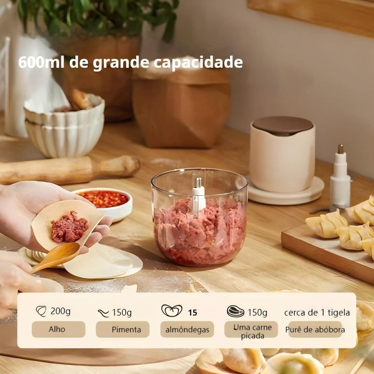 Mini Processador de Alimentos 304 Aço Inoxidável 100W 2600rp... - Image 5