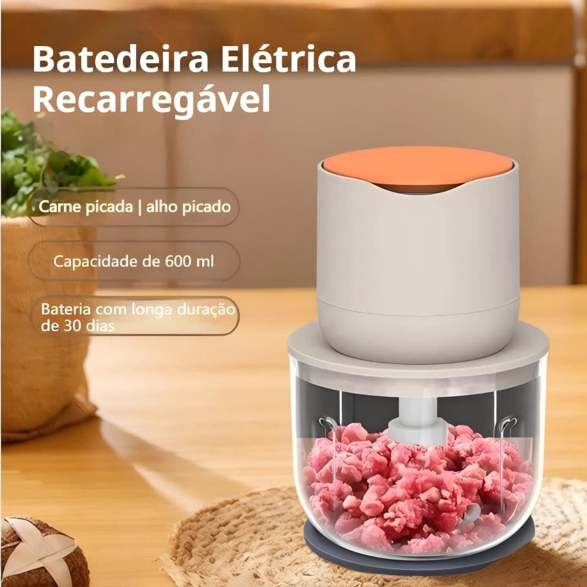 Mini Processador de Alimentos 304 Aço Inoxidável 100W 2600rp... - Image 3