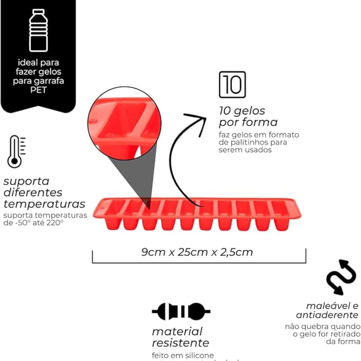 Forma De Gelo Palito Para Garrafas e Drinks Em Silicone Com1... - Image 4