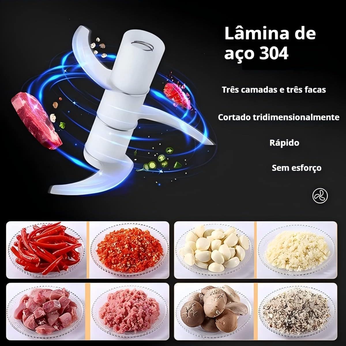 Mini Processador de Alimentos 304 Aço Inoxidável 100W 2600rp... - Image 2