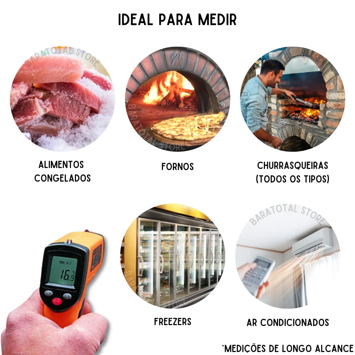 Termometro Industrial Culinaria a Laser Para Forno Freezer -...