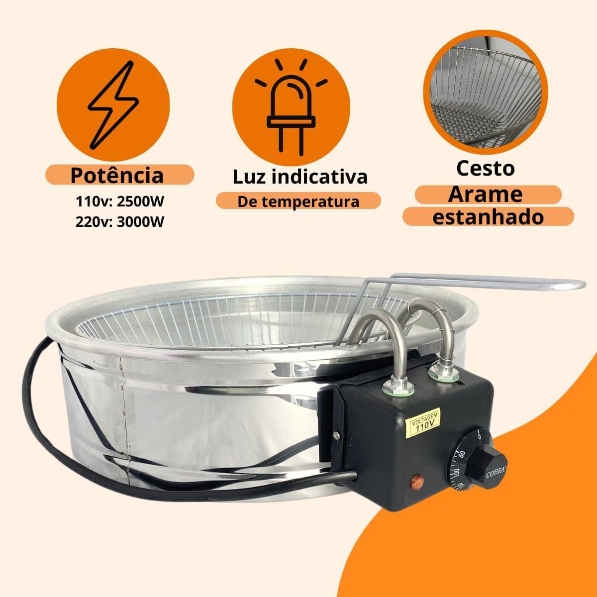 Fritadeira Elétrica Industrial Inox Redonda Tacho 7 Litros (... | É bom mesmo? Descubra antes de comprar - Image 3