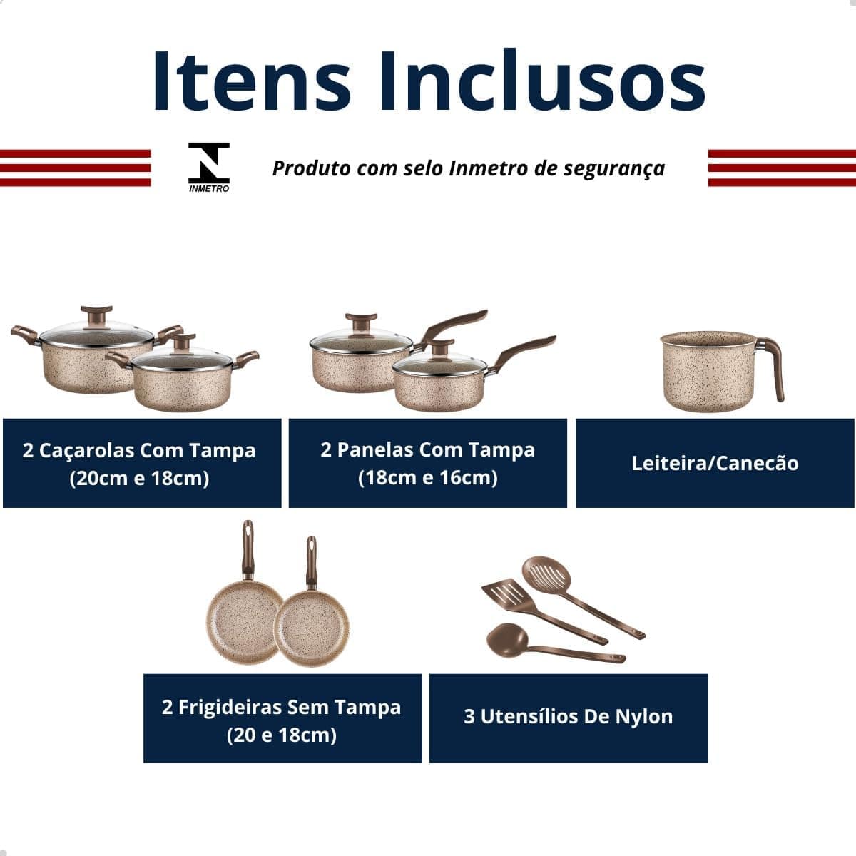 Jogo De Panelas 10 Peças Antiaderente Tampa De Vidro Teflon - Image 7