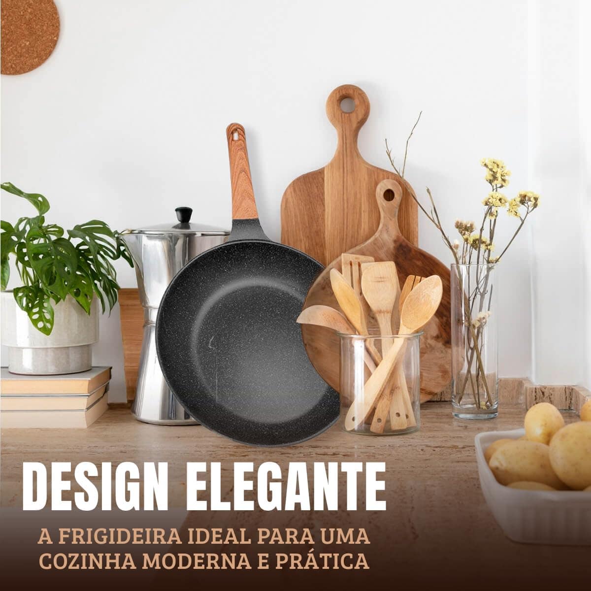 Frigideira Antiaderente 28cm Cabo Amadeirado Revestimento Te... - Image 7