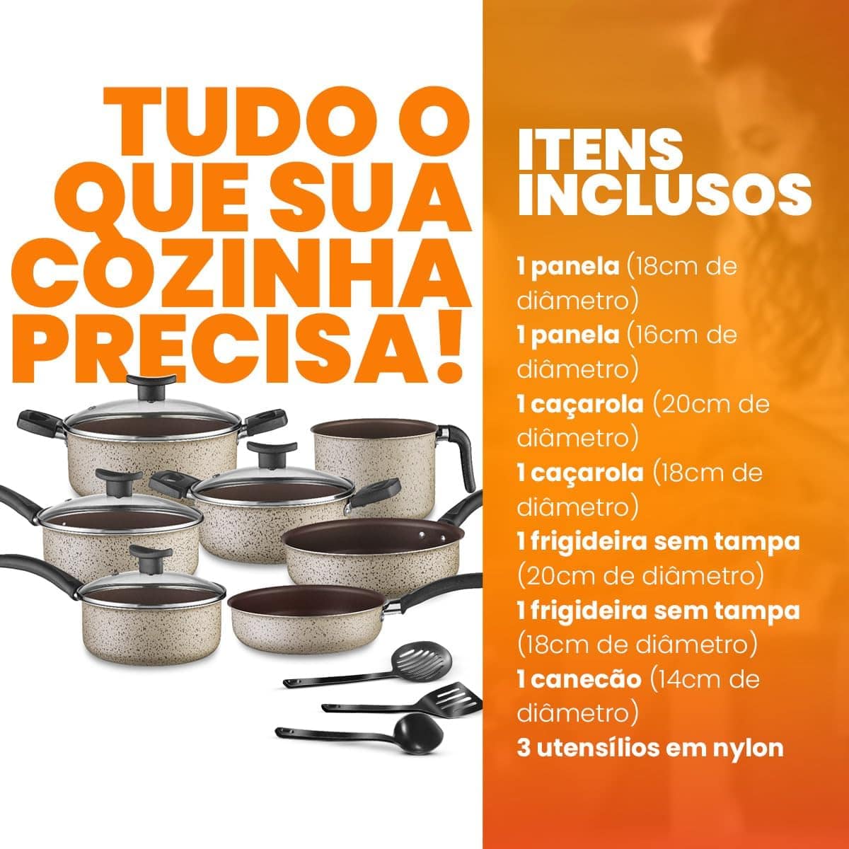 Conjunto De Panelas Antiaderente 10 Peças Teflon Linha Capp... - Image 5