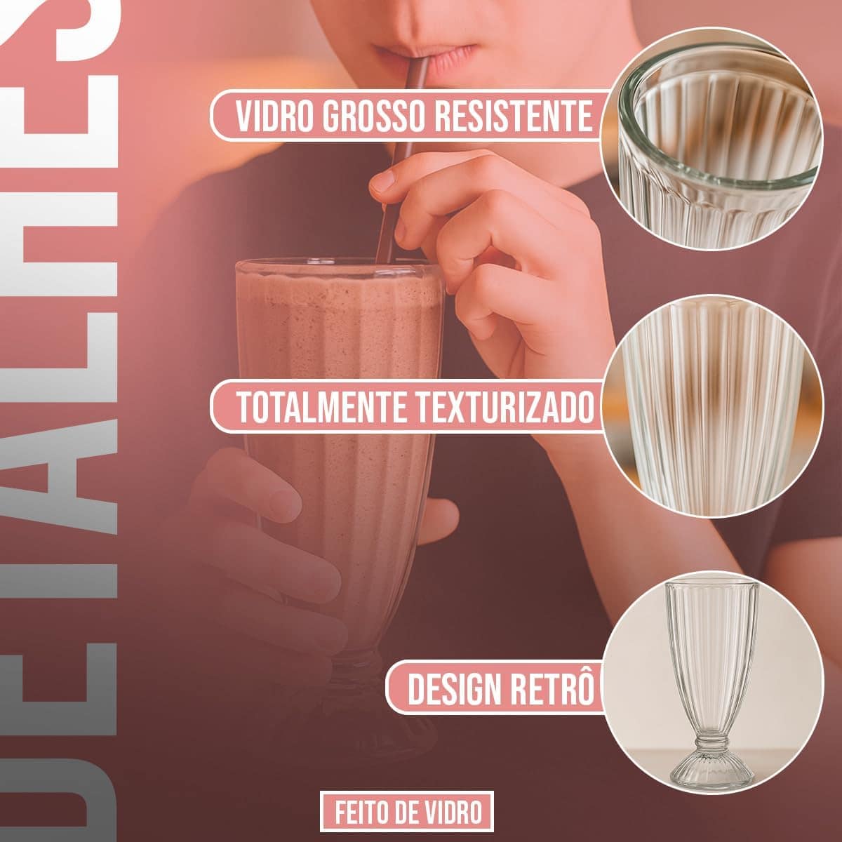 Taças de Vidro para Milkshake, 380ml, sorvete sobremesa luxo... - Image 2