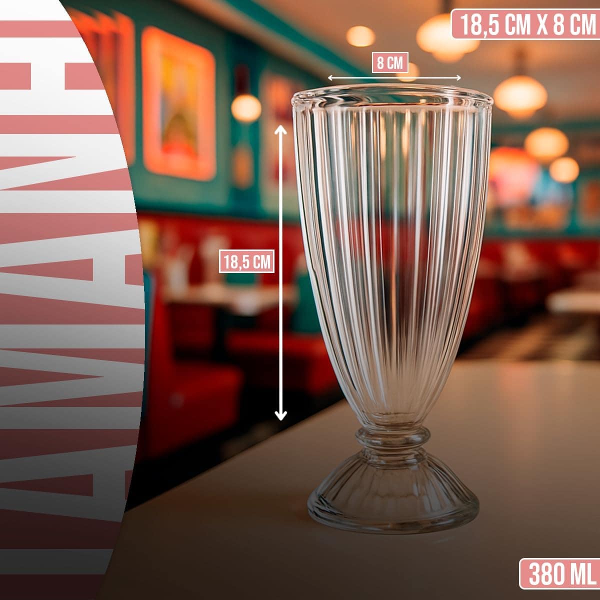 Taças de Vidro para Milkshake, 380ml, sorvete sobremesa luxo... - Image 4