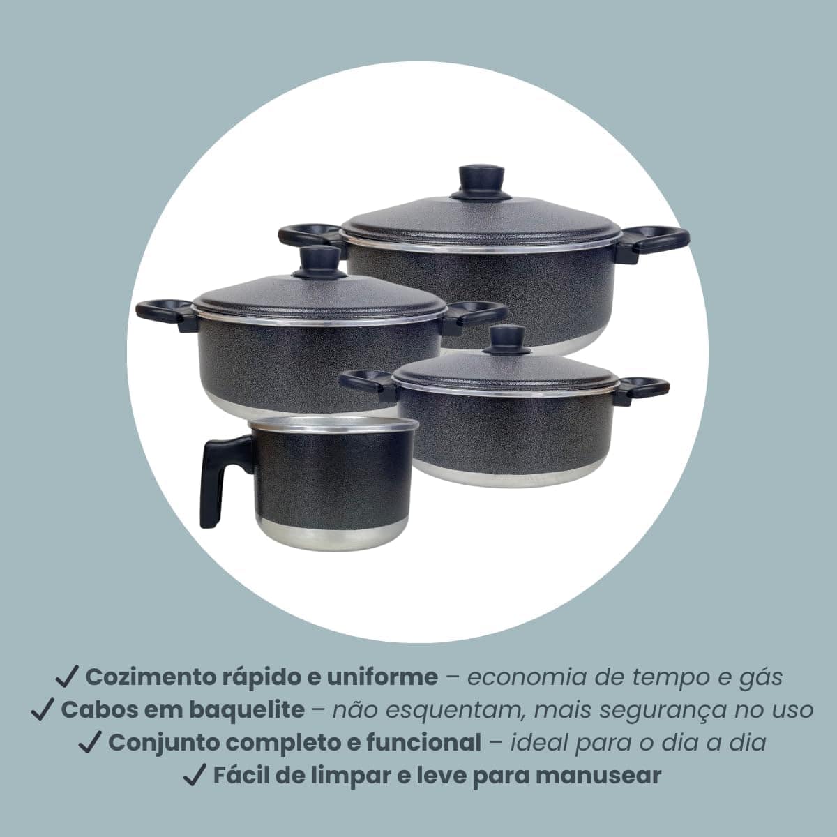 Conjunto de Panelas de Alumínio com 3 Caçarolas e 1 Fervedor... - Image 6