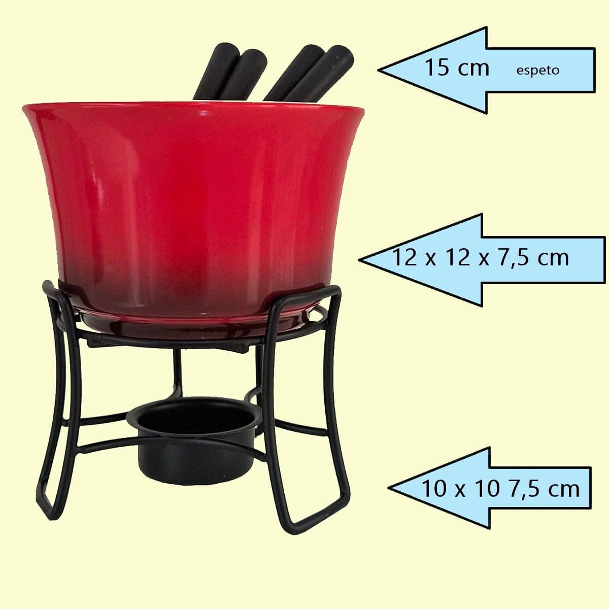 Conjunto de Fondue em Cerâmica Vermelha com Suporte Metálico... - Image 6