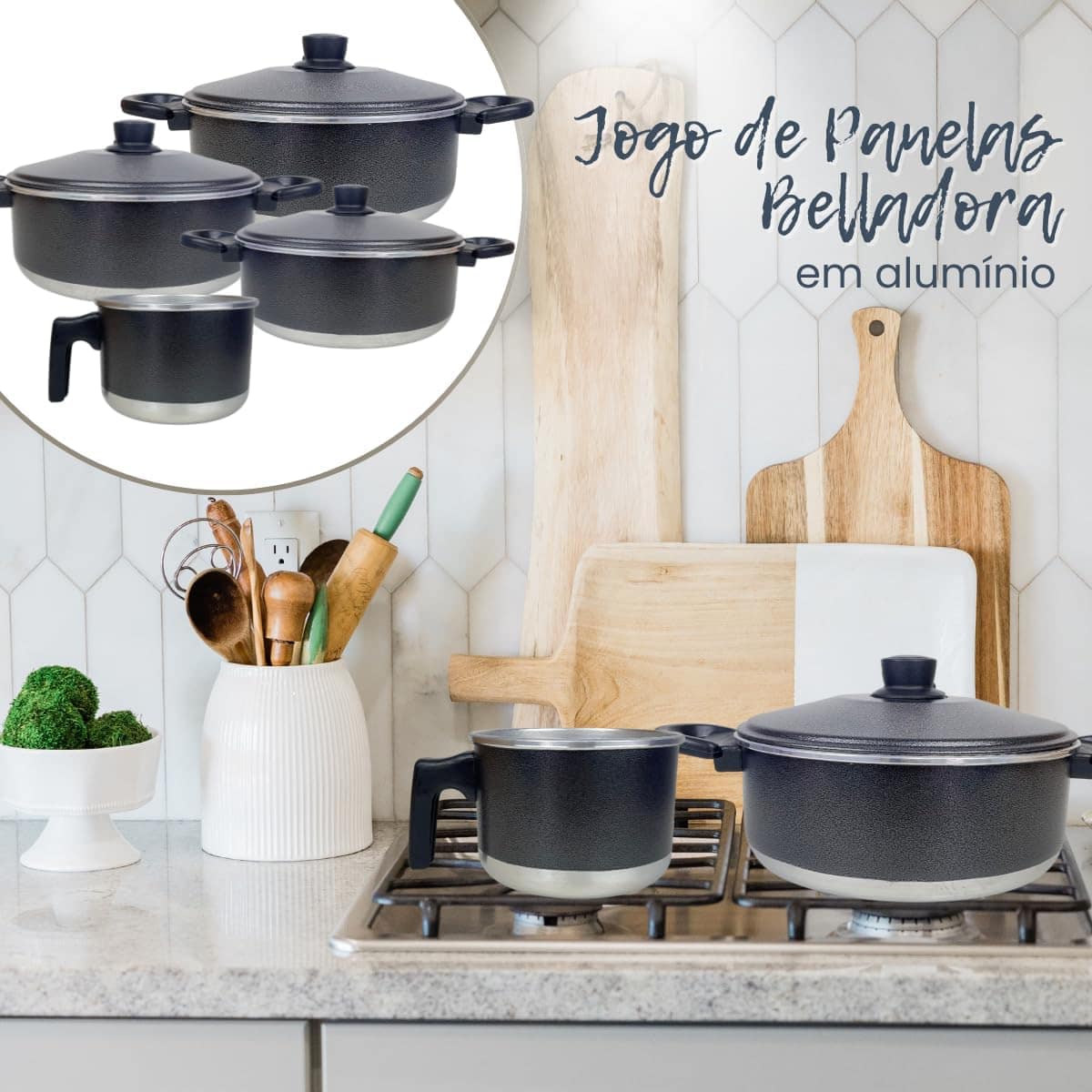 Conjunto de Panelas de Alumínio com 3 Caçarolas e 1 Fervedor... - Image 2