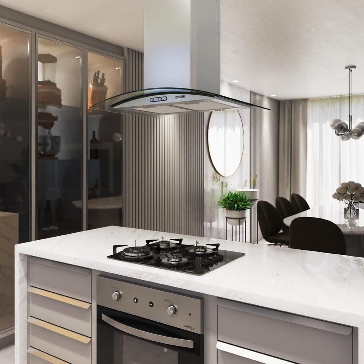 Coifa Exaustor Ilha Vidro Curvo 75cm Inox Nardelli 4 a 6 Boc... - Image 4