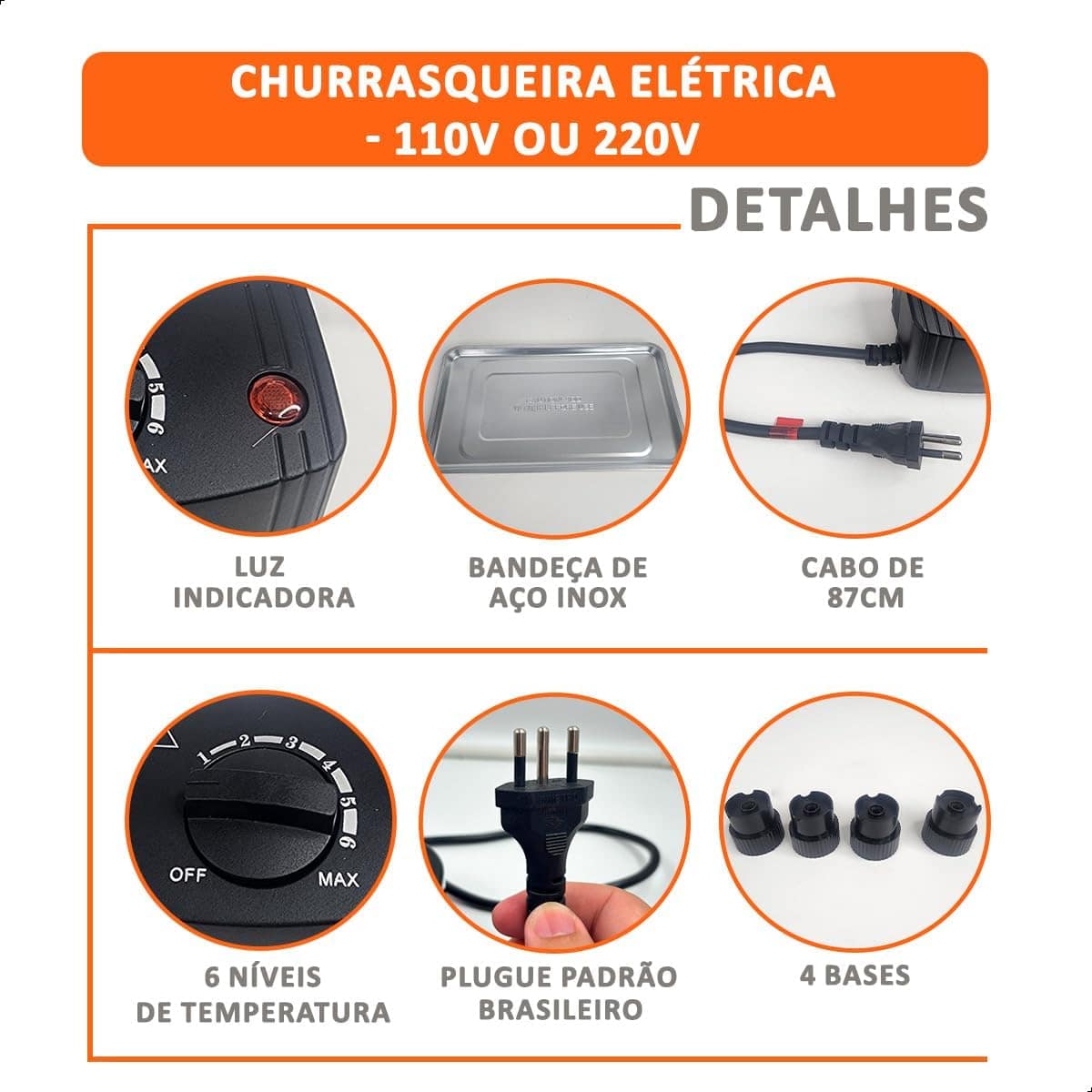 Churrasqueira Elétrica, Grelha Inox, Anti Fumaça, Apartament... - Image 3