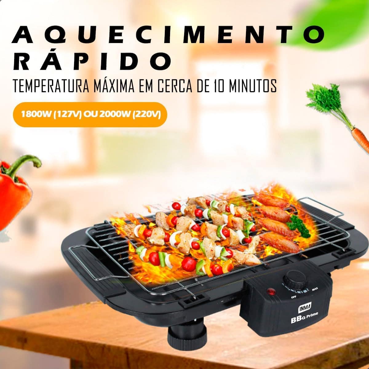 Churrasqueira Elétrica, Grelha Inox, Anti Fumaça, Apartament... - Image 7