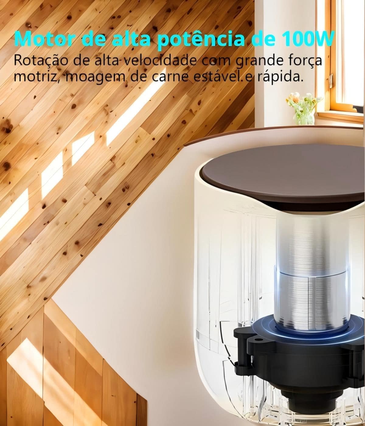 Mini Processador de Alimentos 304 Aço Inoxidável 100W 2600rp... - Image 6