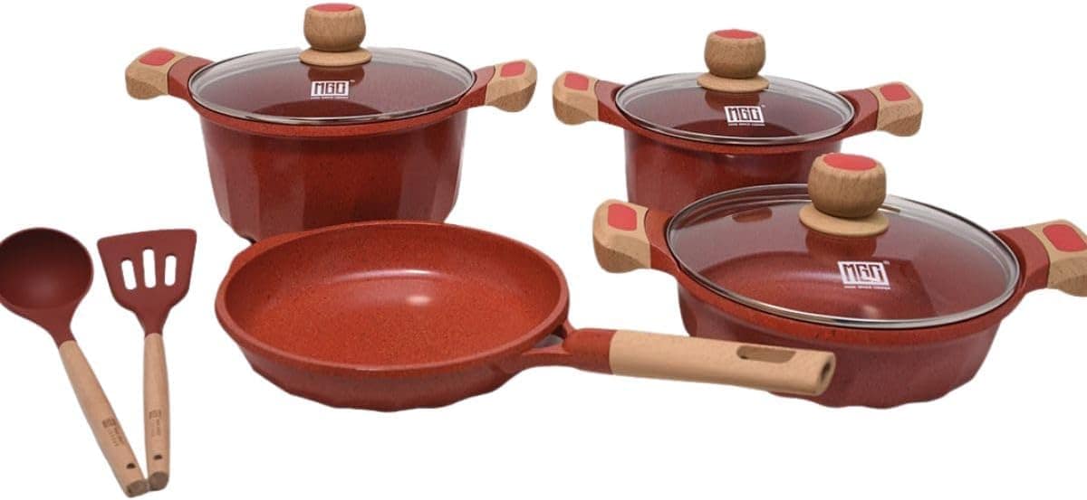 Jogo Panela Indução Revestimento Antiaderente Mármore Cerâmi...