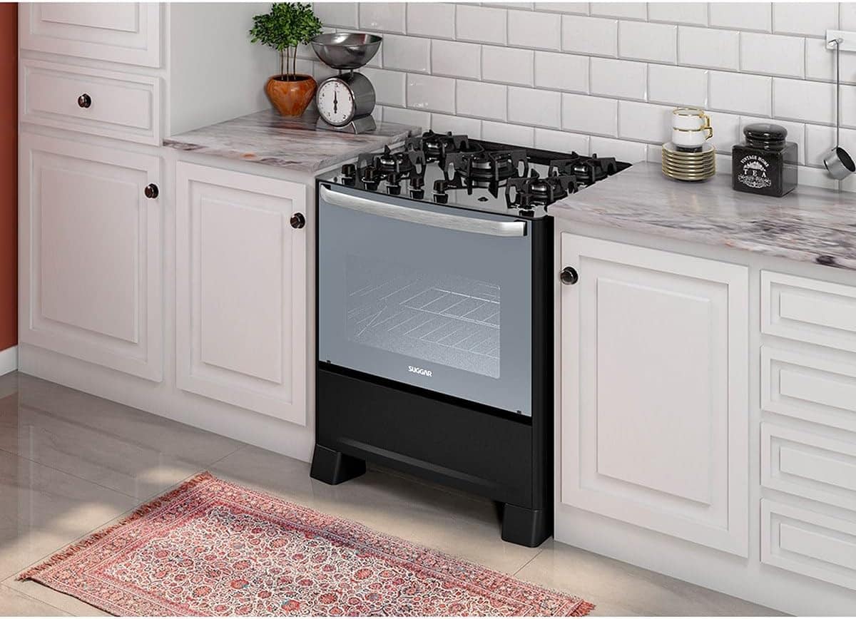 SUGGAR FOGÃO MASTER GRILL PRETO MESA DE VIDRO 5 BOCAS TRIPLA... - Image 3