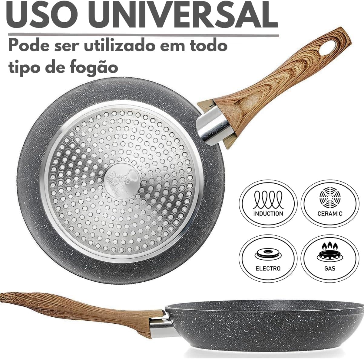 Frigideira Grande de Alumínio com Revestimento Cerâmico e Ca... - Image 2