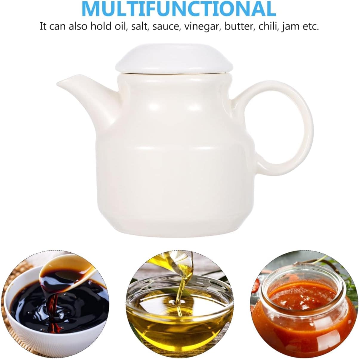 Jarra para creme com alça de cerâmica branca com creme para ... - Image 5