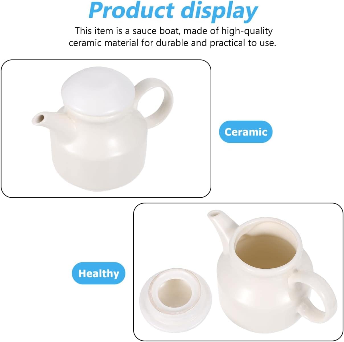 Jarra para creme com alça de cerâmica branca com creme para ... - Image 3