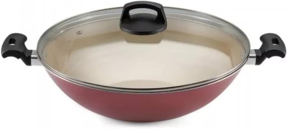 Panela Wok Paella Cereja 28cm 4,1l Antiaderente Teflon