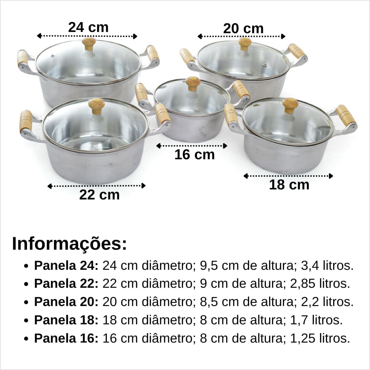 Jogo de Panelas Frigideira Canecão 7 Pçs Alumínio Batido Fun... - Image 2