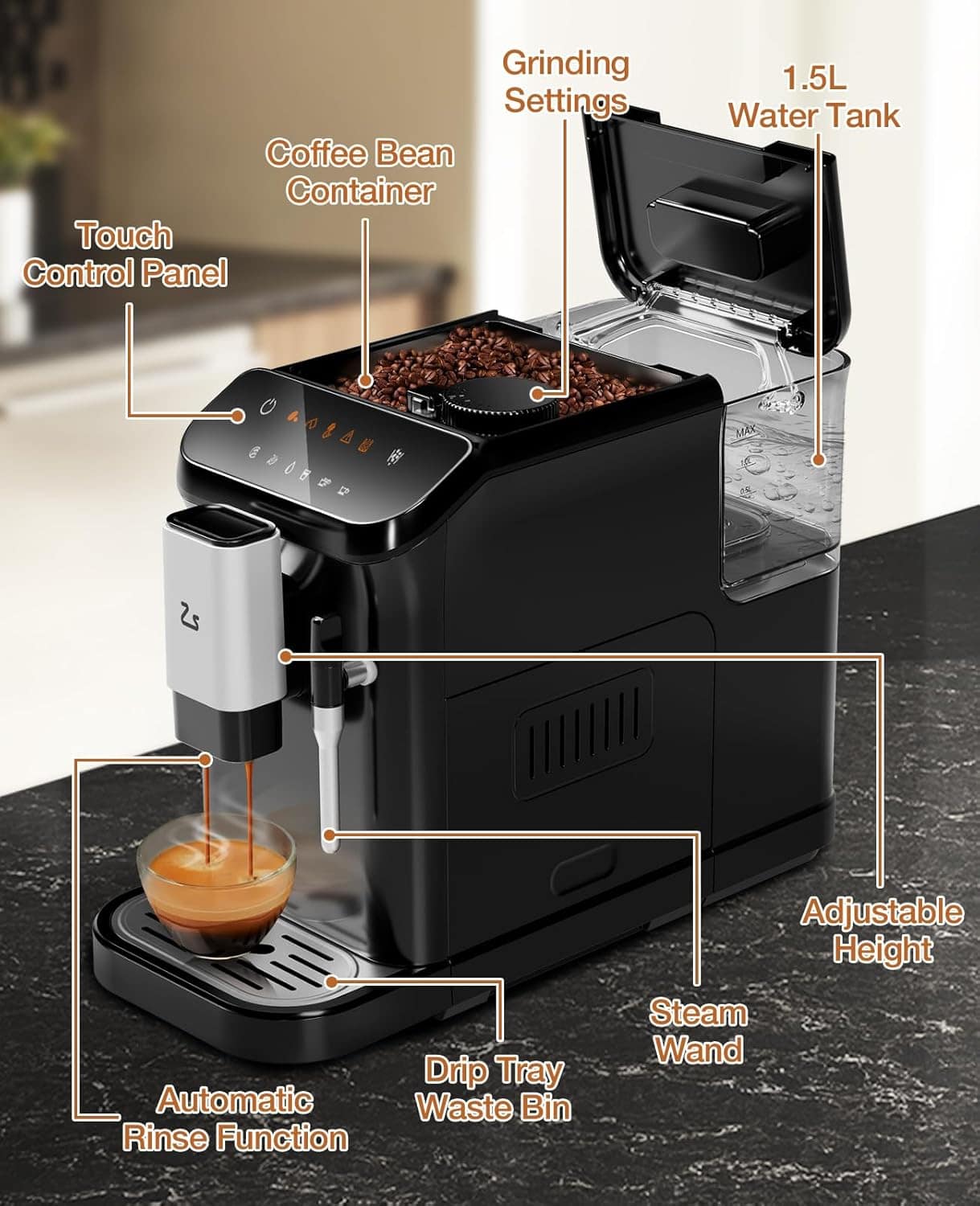 Zstar Máquina de café expresso totalmente automática com esp... - Image 9