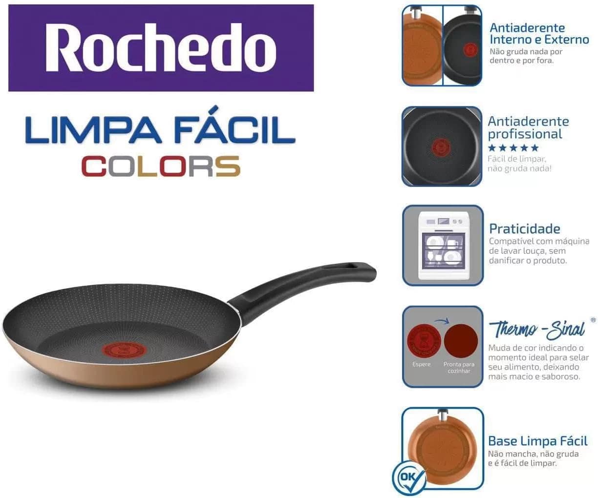 Frigideira Antiaderente Rochedo Limpa Fácil Colors 24cm - Image 7