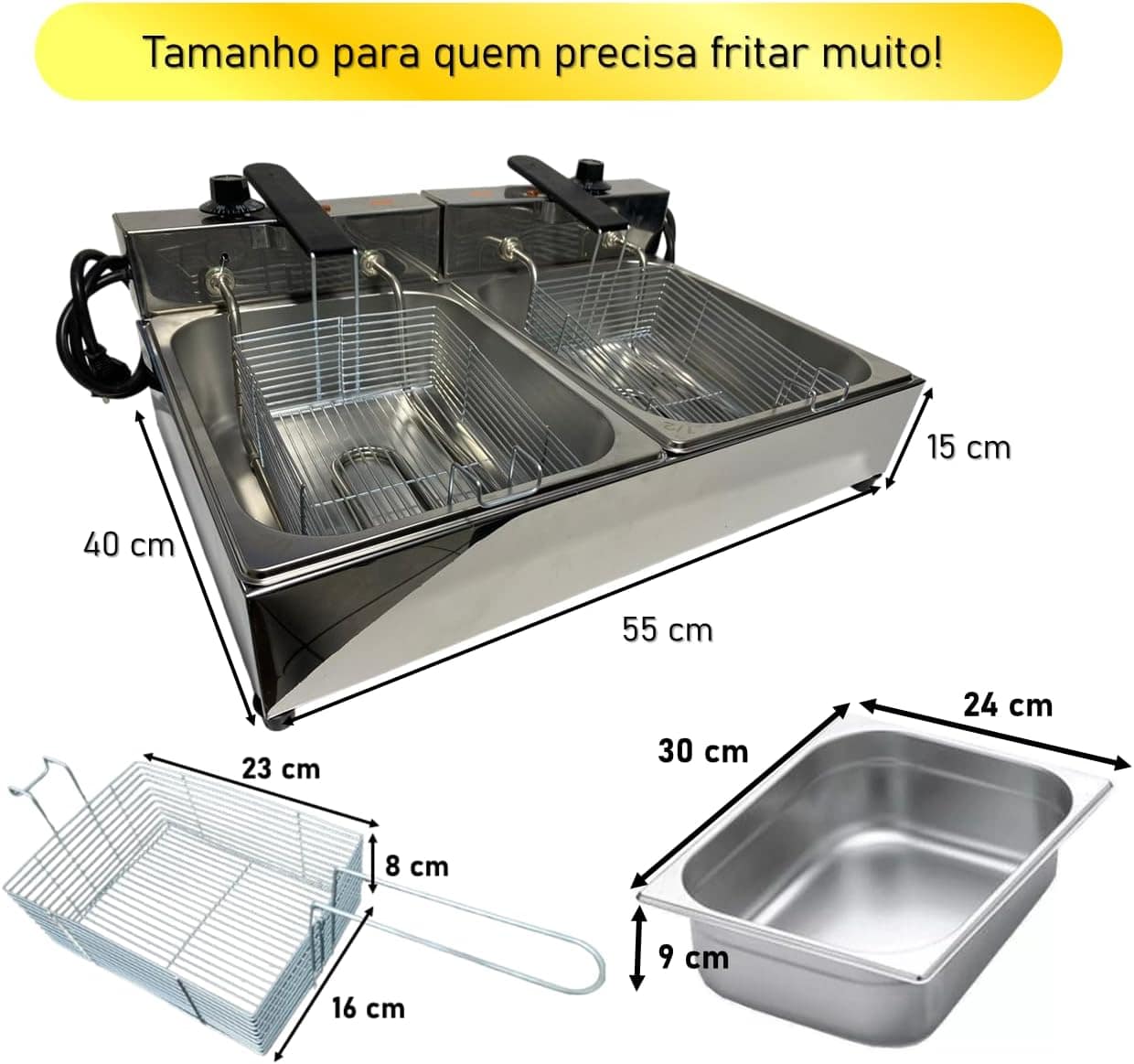 Fritadeira Elétrica Industrial 2 Cubas 10 L c/Cabo de Proteç... | É bom mesmo? Descubra antes de comprar - Image 3