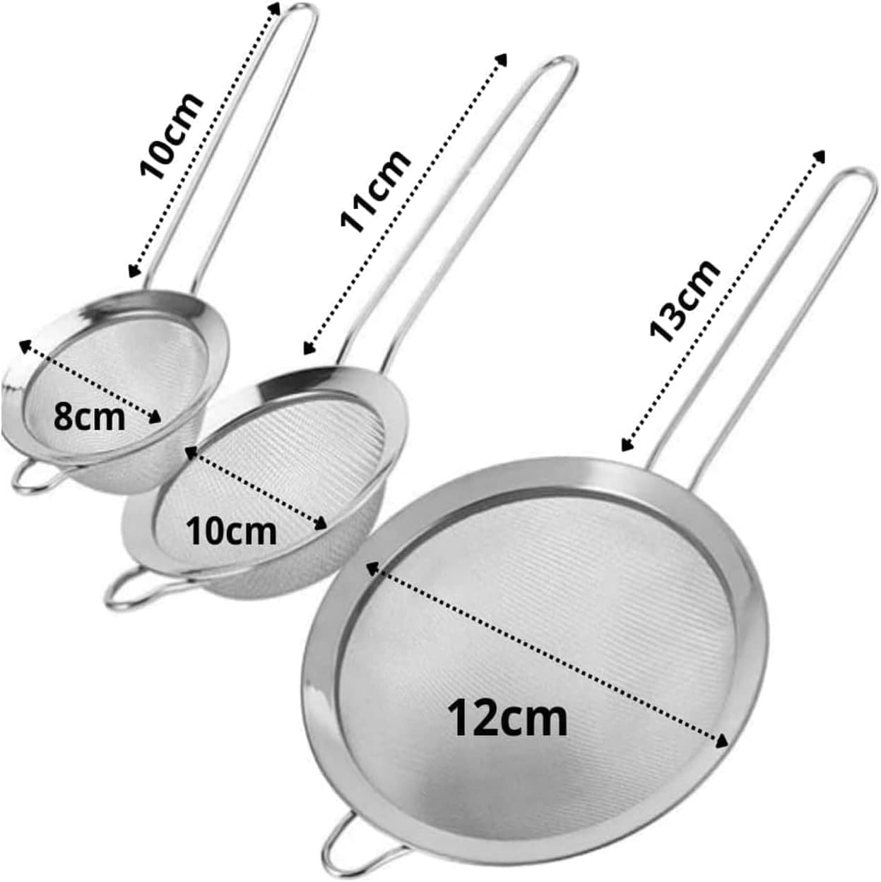 Jogo 3 Peneiras em Aço Inox Resistente Luxo Para Coar Polvil... - Image 3