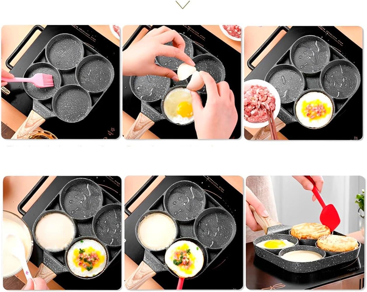 Frigideira Antiaderente com Alça e 4 Divisões para Ovos, Pan... - Image 2