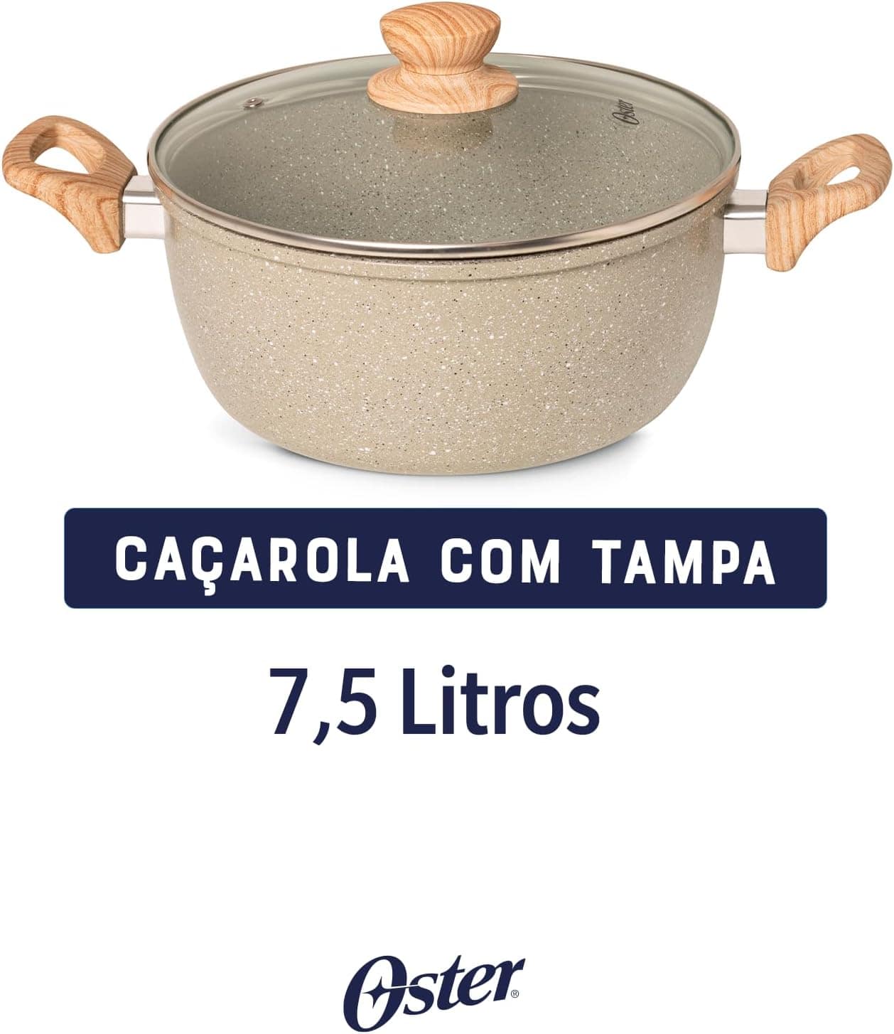 Caçarola com Tampa 7,5L Cerâmica Marble Edition Cinza Dust O... - Image 5