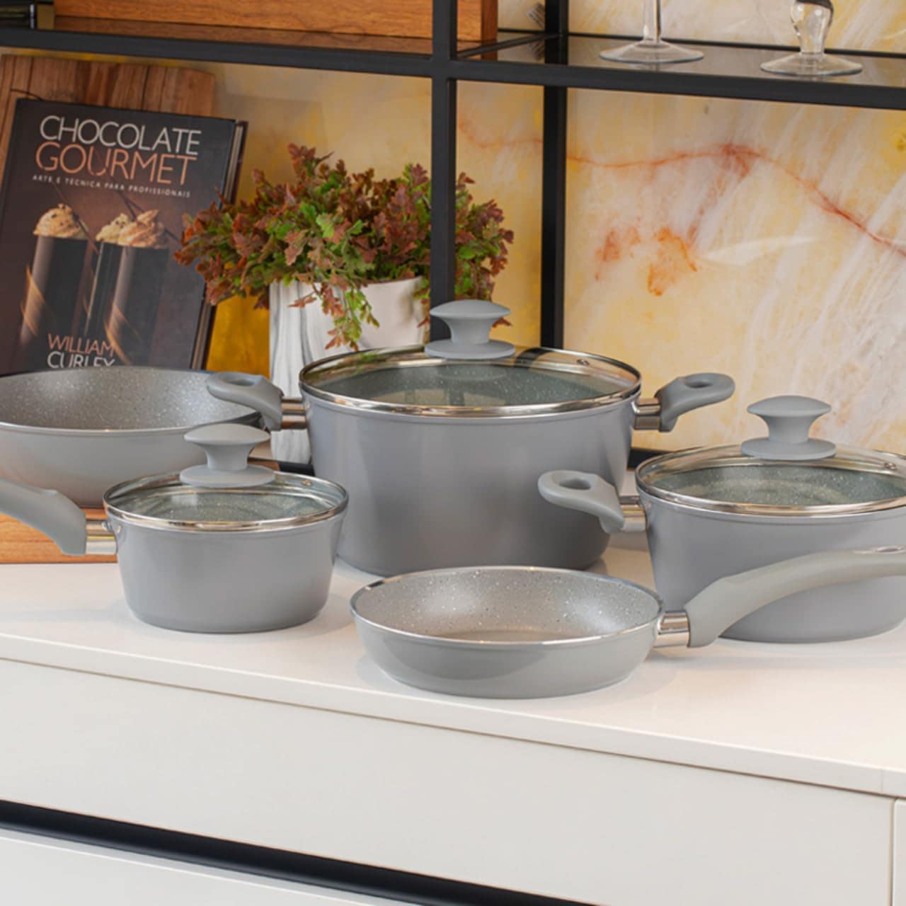 Jogo de Panelas Brinox Antiaderente 5 peças com Indução Cera... - Image 2