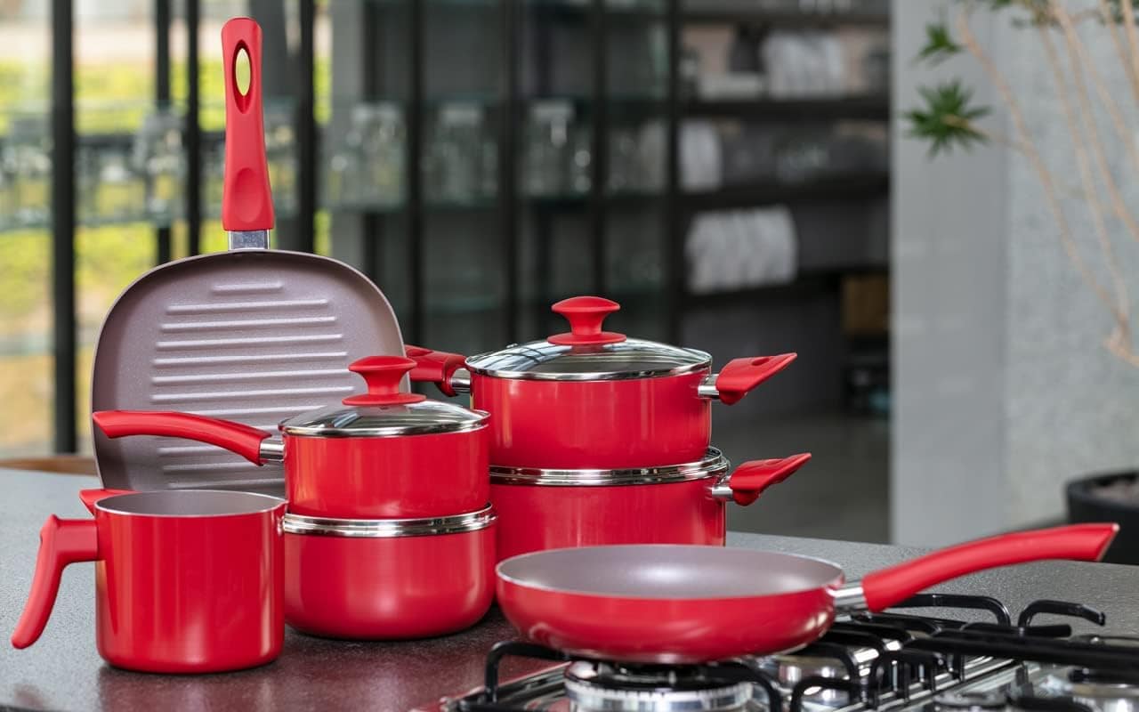 Jogo de Panelas 7 Peças Ceramic Life Antares Brinox – Vermel... - Image 2