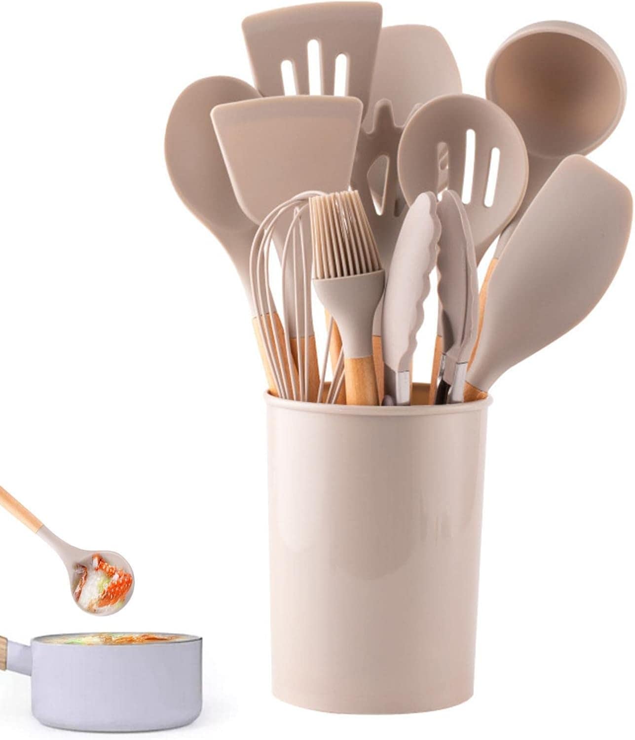 cozinha, cozinha silicone antiaderente com cabo madeira | co...