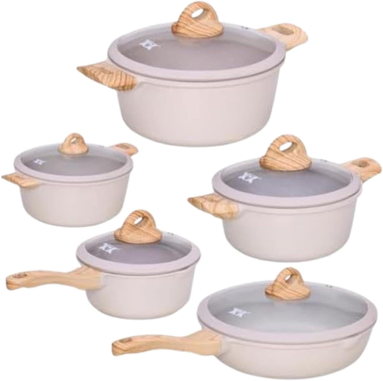 Jogo De Panelas Para Fogão De Indução e Gás Antiaderente Rev...