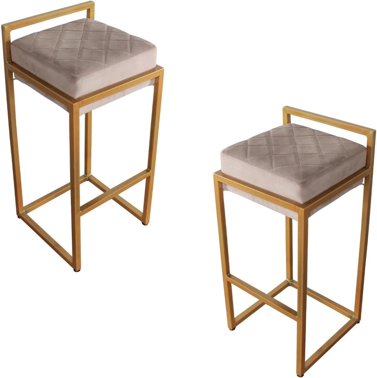 Conjunto de Banco Banqueta Industrial Dourado C/Assento Embu...