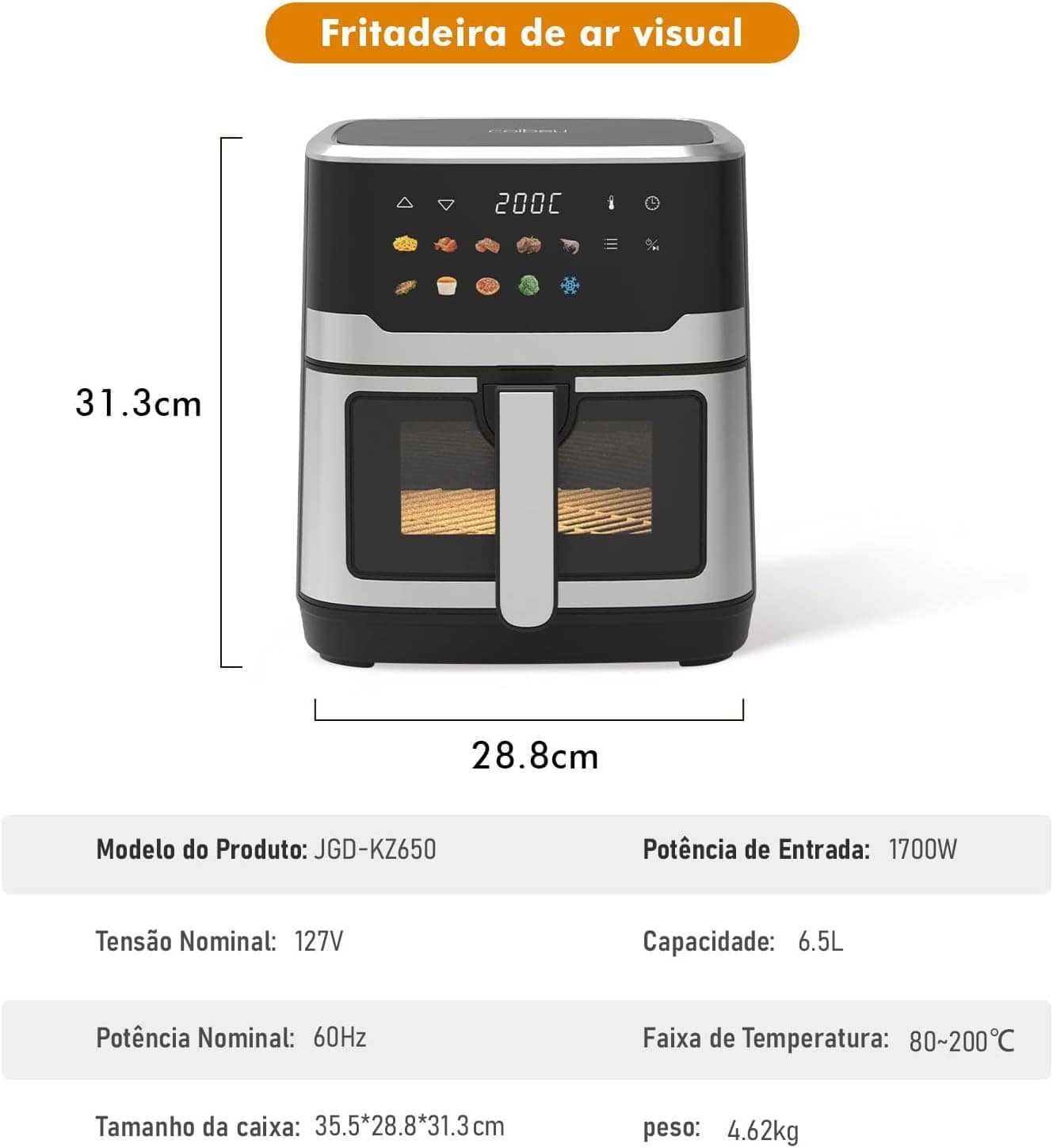 Fritadeira de Ar Digital, 6,5L, 1700W, Timer, Display LED, T... | É bom mesmo? Descubra antes de comprar - Image 3