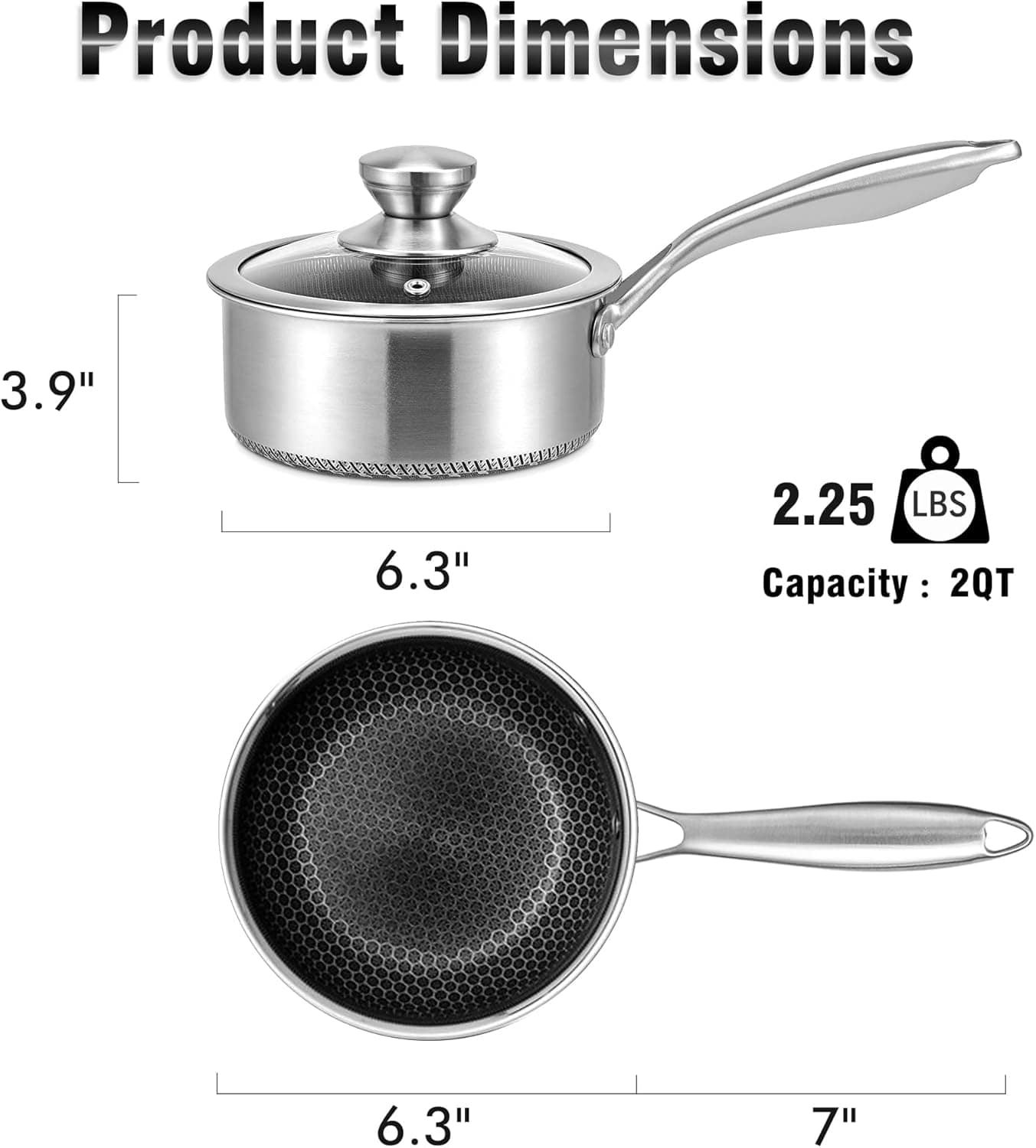 AuFranc Panela híbrida antiaderente de aço inoxidável de 2 ... - Image 2